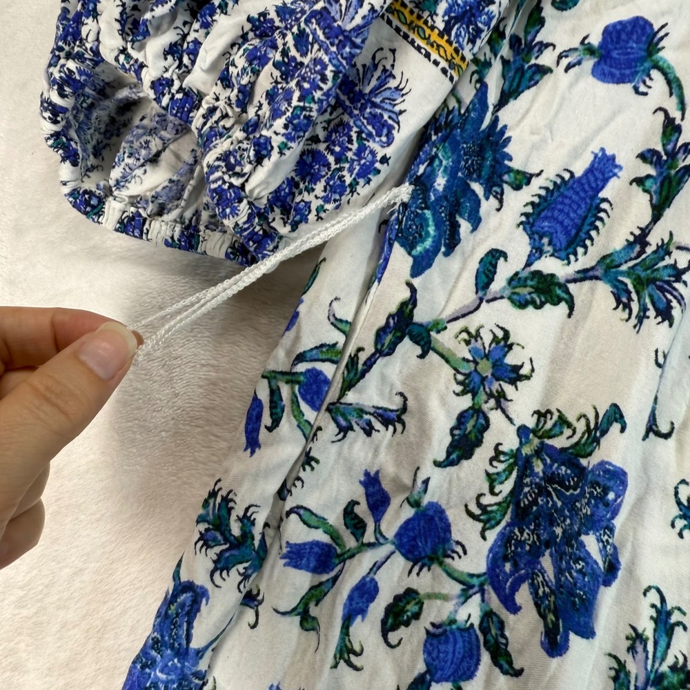 Artelier Nicole Miller Dress Floral Print Ruffle Hem Boho Peasant Medium - Picture 4 of 9